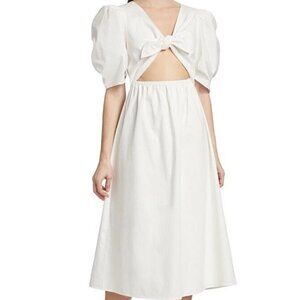 WAYF Peggy Twist Cut-Out Midi Dress – White